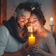 Load image into Gallery viewer, IMAGE  Flickering Flameless Candles Acrylic Shell Pillar 3D Wick LED Candles with Timer for Wedding Christmas Home Decor Set of 5 Grey