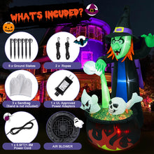 Load image into Gallery viewer, Camuland 6 FT Tall Halloween Inflatables Witch Cauldron with Flame Light Inflatable Halloween Blow Up Yard Decoration with LED Flashing for Outdoor Indoor Yard Front Prop Home Lawn Party Decorations