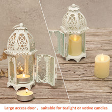 Load image into Gallery viewer, Metal Candle Holder Small Sized 4PCS sets Transparent Glass Moroccan Style Hanging Lanterns Creative Wedding Home Tabletop Decoration Birdcage, White