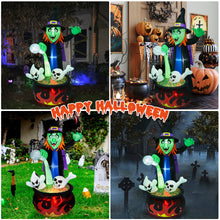 Load image into Gallery viewer, Camuland 6 FT Tall Halloween Inflatables Witch Cauldron with Flame Light Inflatable Halloween Blow Up Yard Decoration with LED Flashing for Outdoor Indoor Yard Front Prop Home Lawn Party Decorations