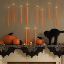 Load image into Gallery viewer, IMAGE 12 Pcs Orange Flickering Flameless Taper Candles 3D Wick Ivory with 10 Keys Remote and Timer