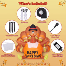 Load image into Gallery viewer, 6FT Thanksgiving Inflatable Turkey with LED Light Autumn Outdoor Garden Yard Decorations