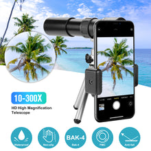 Load image into Gallery viewer, 4K 10-300X40mm Super Telephoto Zoom Portable Monocular Telescope with Tripod + Clip
