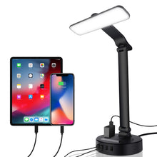 Load image into Gallery viewer, LED Desk Lamp Light w/4 USB Charging Port and 2 AC Power Outlet, 8.2FT Extension Cord Power Strip Station, 3 Level Brightness