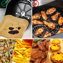 Load image into Gallery viewer, 200PCS 8" Air Fryer Silicone Liners and Paper Air Fryer Liner Disposable Square Parchment Paper, Non-Stick Wax Paper for Air Frying, Baking, Roasting Microwave and Oven