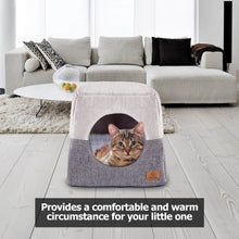 Load image into Gallery viewer, Ownpets Grey Cat Bed for Indoor Cats 3-in-1 Foldable Cat Cave Bed Cat Houses for Small Pets & Small Dogs