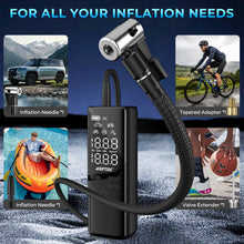 Load image into Gallery viewer, AGPtEK Tire Inflator Portable Air Compressor, 150PSI & 5000mAh Cordless Car Tire Inflator, 5 Modes Rechargeable Bike Pump with LED, Auto-Off Portable Air Pump for Cars, Bikes & Motorcycle Tires, Balls