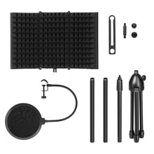 Load image into Gallery viewer, AGPtEK Absorbing Foam Reflector Folding Panel, Foldable Adjustable & Durable, Recording Studio Microphone Isolation Shield Used for Stand Mount or Table Top (Black)