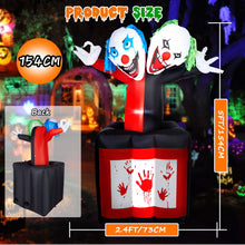 Load image into Gallery viewer, CAMULAND 5FT Halloween Inflatable Jack Fright in The Box Clown - Extendable Halloween Inflatable Blow Up Decor with Built-in LED Lights Perfect for Garden, Lawn, Yard, and Party