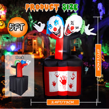 Load image into Gallery viewer, CAMULAND 5FT Halloween Inflatable Jack Fright in The Box Clown - Extendable Halloween Inflatable Blow Up Decor with Built-in LED Lights Perfect for Garden, Lawn, Yard, and Party