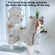 Load image into Gallery viewer, Ownpets Dog Bathrobe Towel, Super Absorbent Soft Dog Drying Robe with Cap & Pocket for Bathing & Beach Trips for Dogs and Cats - Size M