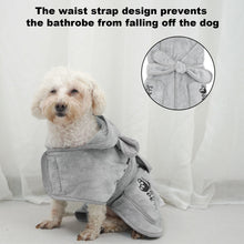 Load image into Gallery viewer, Ownpets Dog Bathrobe Towel, Super Absorbent Soft Dog Drying Robe with Cap & Pocket for Bathing & Beach Trips for Dogs and Cats - Size XS