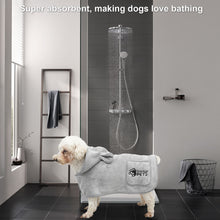 Load image into Gallery viewer, Ownpets Dog Bathrobe Towel, Super Absorbent Soft Dog Drying Robe with Cap & Pocket for Bathing & Beach Trips for Dogs and Cats - Size XS