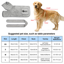 Load image into Gallery viewer, Ownpets Dog Bathrobe Towel, Super Absorbent Soft Dog Drying Robe with Cap & Pocket for Bathing & Beach Trips for Dogs and Cats - Size L
