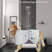 Load image into Gallery viewer, Ownpets Dog Bathrobe Towel, Super Absorbent Soft Dog Drying Robe with Cap & Pocket for Bathing & Beach Trips for Dogs and Cats - Size L