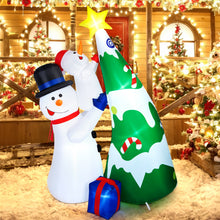 Load image into Gallery viewer, CAMULAND Inflatable Christmas Tree, 7FT Snowman Picking Stars with Built-in LED Lights, Blow Up Inflatable Christmas Decorations for Party Outdoor, Yard, Garden, Lawn, Winter Décor