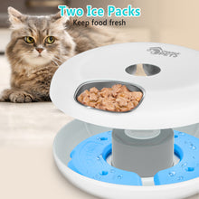 Load image into Gallery viewer, Ownpets 6 Meals Cordless Rechargeable Battery Automatic Cat Feeder for Wet/Dry Food with 2 Ice Packs for Cats/Small Dogs
