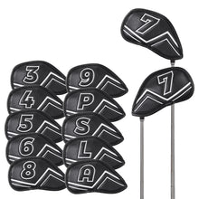 Load image into Gallery viewer, WELSPO 11 Pack Magnetic Golf Iron Head Covers, Embroidered Club Label on Both Sides of Golf Club Covers for Irons and Wedge, Synthetic Leather Club Headcover, Universal Fit Main Iron Clubs