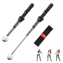 Load image into Gallery viewer, WELSPO Retractable Golf Swing Trainer Aid with Arm Band, Rhythm Click Sound, Warm-Up and Grip Trainer, for Indoor and Outdoor Practice, Left-Handed Golf Club for Improve Chipping and Hitting Strength
