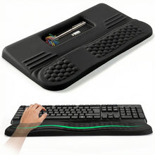 Load image into Gallery viewer, LIMOUS Keyboard Wrist Rest with Keyboard Stand for Desk, Ergonomic Wave Wrist Pad for Computer Keyboard, 2-Angle Adjustable Keyboard Riser with Storage Box, Memory Foam Palm Rest for Office & Gaming, 17.3"