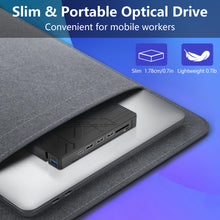 Load image into Gallery viewer, AGPtEK 8 in 1 External CD/DVD Drive for Laptop, USB 3.0 Ultra Slim Portable CD Burner with 4 USB Ports and 2 TF/SD Card Slots, External DVD Drive Compatible with Mac, PC, Windows 11/10/8/7, Linux