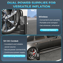 Load image into Gallery viewer, AGPtEK Tire Inflator Portable Air Compressor-150PSI & 7500mAh& 12V DC Tire Pressure Gauge Electric Air Pump,LCD Display with LED Light for Cars, Bikes & Motorcycle Tires, Balls