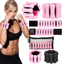 Load image into Gallery viewer, WELSPO Adjustable Wrist and Ankle Weights 2lb Set (1 lb Each) , Durable and Comfortable Wrist Ankle Weights, Silicone Wrist Weights for Exercise, Yoga, Pilates & More, Ankle Weights for Woman and Men
