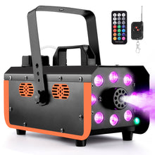 Load image into Gallery viewer, HAKUTA 500W Smoke Machine Light Rain and Splash Proof Fog Machine, with 2300 CFM Output of Fog & 2 Remotes, 8 LED Lights with 4 Light Effects for Outdoor Music Festival Pool Party Wedding DJ Stage