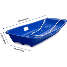 Load image into Gallery viewer, Winter durable Plastic snow Sled in boat shape Snow Sledge for child and adult Outdoor Pulling Snow board Snow Seats 89*43*10.8CM/35.*17*4.3 inch blue color
