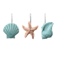 Load image into Gallery viewer, AGPtek 12PCS Home Seashell Anti Rust Decorative Resin Hooks for Bathroom Shower Curtain,Living room Curtain.Blue Shell
