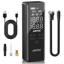 Load image into Gallery viewer, AGPtEK Tire Inflator Portable Air Compressor, 150PSI & 5000mAh Cordless Car Tire Inflator, 5 Modes Rechargeable Bike Pump with LED, Auto-Off Portable Air Pump for Cars, Bikes & Motorcycle Tires, Balls