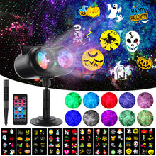 Load image into Gallery viewer, HAKUTA Halloween Christmas Laser Projector Lights 3-in-1 Wave Ocean Effect LED Projector with 10 Slides/80 HD Patterns for Christmas, New Year, Birthday, Halloween, Thanksgiving Decor