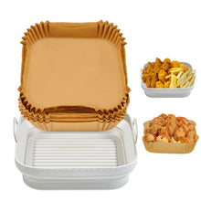 Load image into Gallery viewer, 200PCS 8" Air Fryer Silicone Liners and Paper Air Fryer Liner Disposable Square Parchment Paper, Non-Stick Wax Paper for Air Frying, Baking, Roasting Microwave and Oven