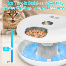 Load image into Gallery viewer, Ownpets Automatic Cat Feeder for Wet Food, with Stainless Steel Tray and 2 Ice Packs, 6 Meals Rechargeable Cat Food Dispenser for Cats Small Dogs