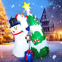 Load image into Gallery viewer, CAMULAND Inflatable Christmas Tree, 7FT Snowman Picking Stars with Built-in LED Lights, Blow Up Inflatable Christmas Decorations for Party Outdoor, Yard, Garden, Lawn, Winter Décor