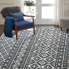 Load image into Gallery viewer, Boho Moroccan Area Rug, Non Slip Indoor Rug, 5' x 7', Grey, Floor Decoration Carpet Mat, Non-Shedding Rug for Living Room, Bedroom, Dining Room