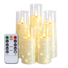 Load image into Gallery viewer, IMAGE 5 Set Flickering Flameless Candles Battery Operated, Acrylic Shell Pillar 3D Wick LED Candles with 11-Key Remote Control Timer for Wedding Christmas Home Decor