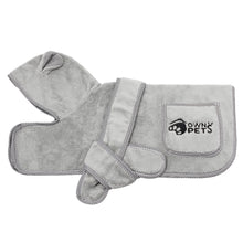Load image into Gallery viewer, Ownpets Dog Bathrobe Towel, Super Absorbent Soft Dog Drying Robe with Cap & Pocket for Bathing & Beach Trips for Dogs and Cats - Size L