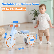 Load image into Gallery viewer, WELSPO Baby Balance Bike for 1 Year Old Boy and Girl First Birthday Gifts Pedal-less 3 Wheels Mini Bike, Young Toddlers Infant Walker for 12-36 Months (Blue)