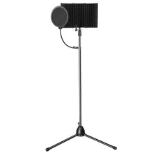 Load image into Gallery viewer, AGPtEK Absorbing Foam Reflector Folding Panel, Foldable Adjustable & Durable, Recording Studio Microphone Isolation Shield Used for Stand Mount or Table Top (Black)