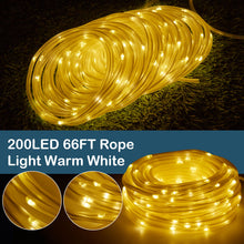 Load image into Gallery viewer, Solar Panel Powered 75.5FT Warm White Rope String Fairy Lights Wedding Outdoor