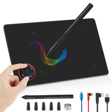 Load image into Gallery viewer, IMAGE Portable Graphics Drawing Tablet 8.9*5.3 Inch with 8192 Levels Battery-Free Pen and 1 Magic Circle 4 Hot Keys, Compatible with Windows/Mac/Android for Painting, Design & Online Teaching, Black