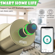 Load image into Gallery viewer, Fingerprint Door Knob, FITNATE Smart Biometric Door Lock Fingerprint Door knob with App Control, User management Management, Touch to Open Knob for Bedroom,Home,Hotel,Office, Bronze Golden