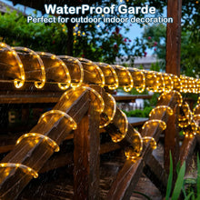 Load image into Gallery viewer, Solar Panel Powered 75.5FT Warm White Rope String Fairy Lights Wedding Outdoor