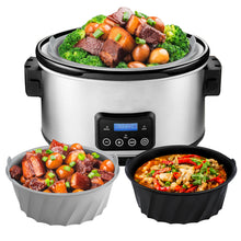 Load image into Gallery viewer, Slow Cooker Liners Compatible for Crock Pot 6 QT, 6 Quart Oval Slow Cookers, Reusable BPA Free Leak-proof Dishwasher Safe, 2PCS - Black&Grey