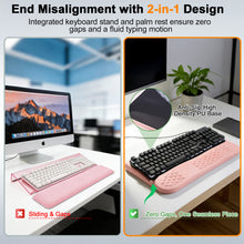 Load image into Gallery viewer, LIMOUS Pink Keyboard Wrist Rest with Keyboard Stand for Desk, Ergonomic Wave Wrist Pad for Computer Keyboard, 2-Angle Adjustable Keyboard Riser with Storage Box, Memory Foam Palm Rest for Office & Gaming, 17.3"