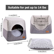 Load image into Gallery viewer, Ownpets Grey Cat Bed for Indoor Cats 3-in-1 Foldable Cat Cave Bed Cat Houses for Small Pets & Small Dogs