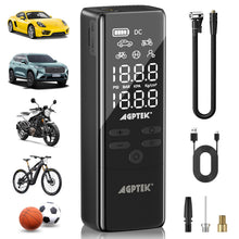 Load image into Gallery viewer, AGPtEK Tire Inflator Portable Air Compressor, 150PSI & 5000mAh Cordless Car Tire Inflator, 5 Modes Rechargeable Bike Pump with LED, Auto-Off Portable Air Pump for Cars, Bikes & Motorcycle Tires, Balls