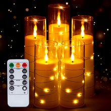 Load image into Gallery viewer, IMAGE 5 Set Flickering Flameless Candles Battery Operated, Acrylic Shell Pillar 3D Wick LED Candles with 11-Key Remote Control Timer for Wedding Christmas Home Decor