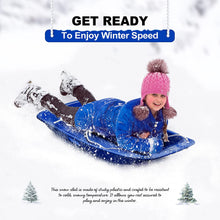 Load image into Gallery viewer, Winter durable Plastic snow Sled in boat shape Snow Sledge for child and adult Outdoor Pulling Snow board Snow Seats 89*43*10.8CM/35.*17*4.3 inch blue color